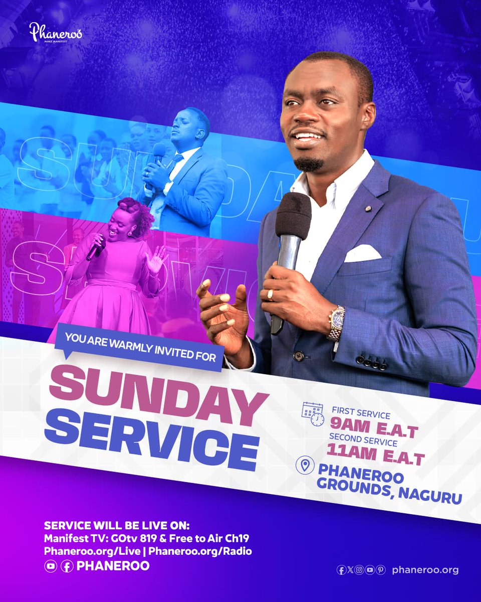 Please join us this Sunday, 25th May 2025 at the Phaneroo Grounds Naguru for #PhanerooSundayService 346

See you Tomorrow.