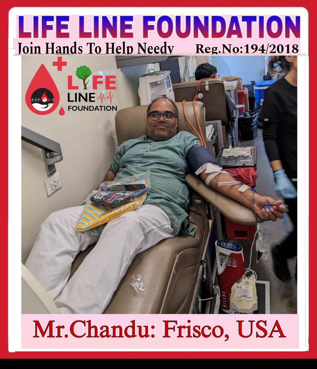Naveen394's tweet photo. Life Line Foundation -United States of America 
Mr.Chandu donated blood at Frisco, Texas, USA.
Thank You Mr.Chandu for your valuable blood donation 

Thank You Mr.Ramarao  for your support in USA https://t.co/Hk7CyU6SO3