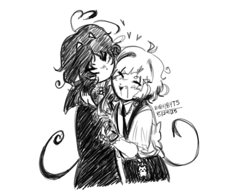 Since everyone liked my aku drawing 🥹💕 I drew atsushi and his goth bf 😭