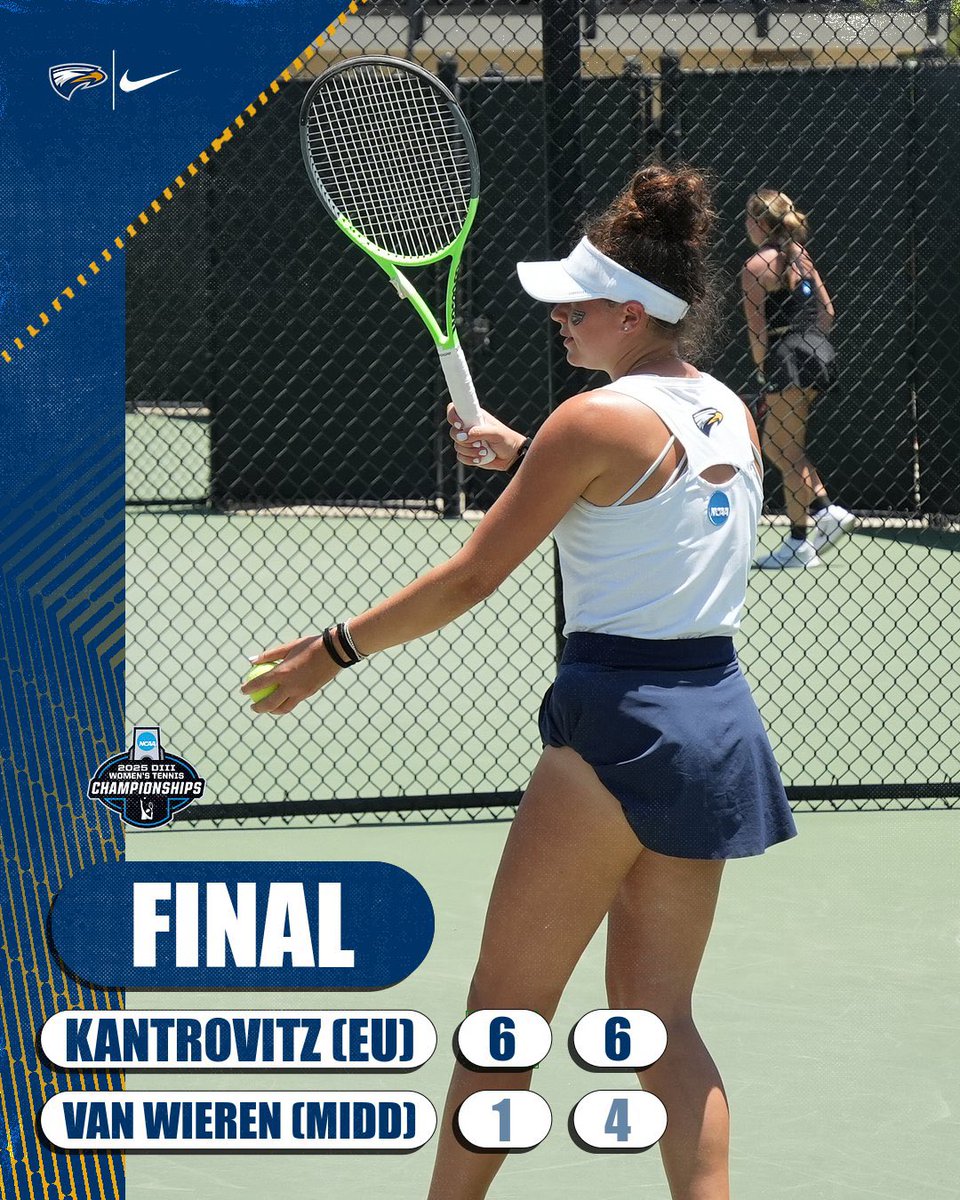 Emory Athletics (@emoryathletics) on Twitter photo 𝙒𝙞𝙣𝙣𝙚𝙧 𝙒𝙞𝙣𝙣𝙚𝙧
Emily Kantrovitz starts the day with a straight set win over Middlebury’s Elsie Van Weiren! She advances to the Round of 16 where she’ll face either Skidmore’s Konika Dhull or Carnegie Mellon’s Shelly Zinchenko later this afternoon.
#FlyHigher 𝙒𝙞𝙣𝙣𝙚𝙧 𝙒𝙞𝙣𝙣𝙚𝙧
Emily Kantrovitz starts the day with a straight set win over Middlebury’s Elsie Van Weiren! She advances to the Round of 16 where she’ll face either Skidmore’s Konika Dhull or Carnegie Mellon’s Shelly Zinchenko later this afternoon.
#FlyHigher
