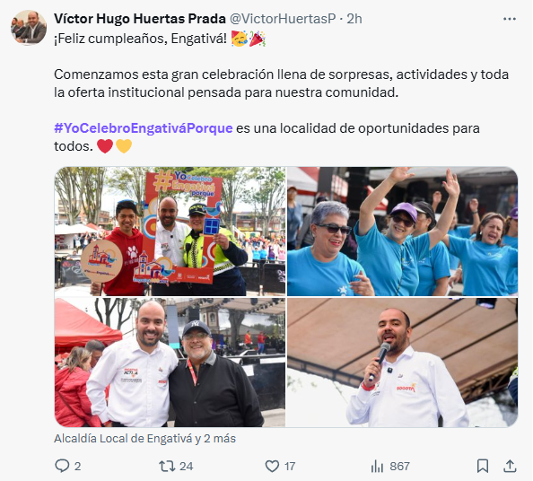 TendenciaEnX's tweet photo. «#YoCelebroEngativáPorque», celebran el cumpleaños de Engativá, la localidad 10 de Bogotá, fundada en 1537 como municipio (488 años) y en 1954 como localidad.
🎂🥳🎉 https://t.co/6JlFFAIILL