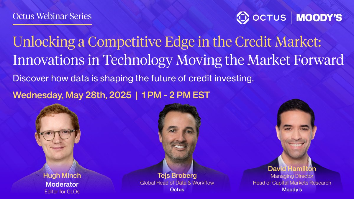 How are credit managers staying ahead of risk and building smarter portfolios?

We’re breaking it down live with:
📌 David Hamilton, Moody’s
📌 Tejs Broberg, Octus
📌 Hugh Minch, Octus (Moderator)

🚨 Register Now: octuscredit.com/events/future-…