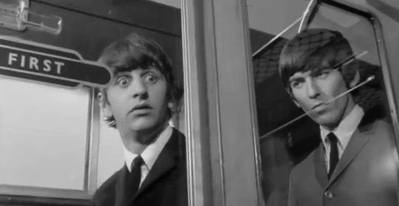 During filming for A Hard Day’s Night, 1964
