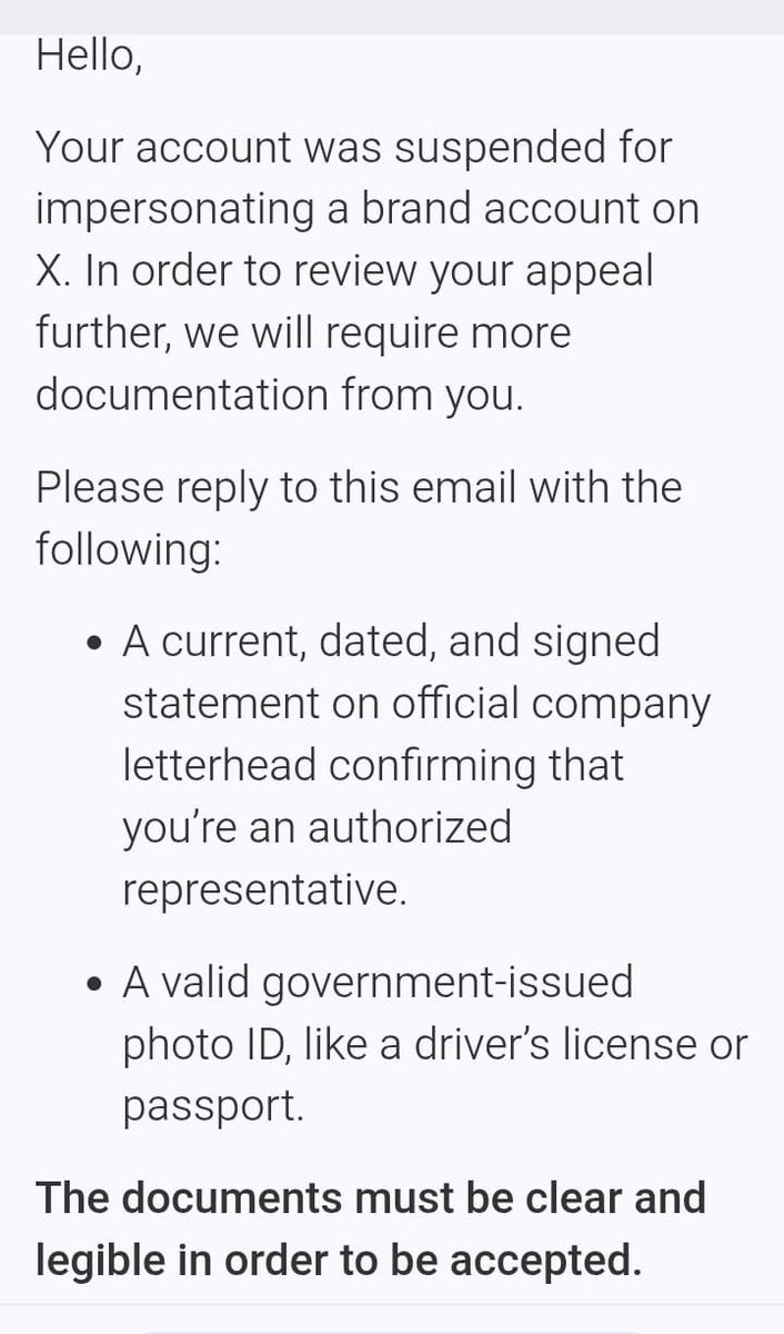 The reason my account was suspended ✉️ 

It was because I used fc mobile username 

<a href="/EASFCMOBILE/">EA SPORTS FC MOBILE</a> i need your little bit help to get my account back

I already told them that I didn’t have company official documents 

Also I have told them that I will remove fc mobile username as