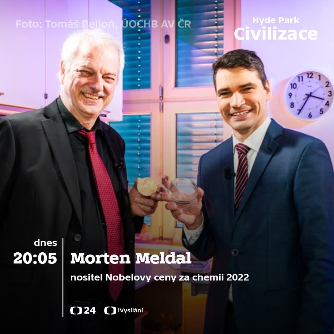 Hyde Park Civilizace (@hpcivilizace) on Twitter photo O nejdůležitějším detektoru – nosu
O chemické chybě na šatech
O legu a klikání
O AI v chemii
O velmi šťastné chybě
O sambě, Brazílii a výrobě kytar
O výuce chemie v 1. třídě
O stroji na vydělávání peněz
O Tolkienovi
➡️ <a href="/hpcivilizace/">Hyde Park Civilizace</a> s <a href="/MortenMeldal/">Morten Meldal</a>, Už za chvíli na ČT24. O nejdůležitějším detektoru – nosu
O chemické chybě na šatech
O legu a klikání
O AI v chemii
O velmi šťastné chybě
O sambě, Brazílii a výrobě kytar
O výuce chemie v 1. třídě
O stroji na vydělávání peněz
O Tolkienovi
➡️ <a href="/hpcivilizace/">Hyde Park Civilizace</a> s <a href="/MortenMeldal/">Morten Meldal</a>, Už za chvíli na ČT24.