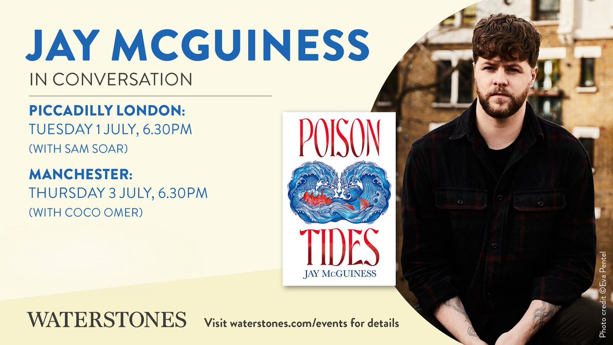 JayMcGuiness's tweet photo. It’s a date! (Officially) 

So excited to announce that I’m in conversation with the sublime Sam Soar on the 1st of July at @waterstonesPicc ! And on the 3rd of July I will be joining the one and only Coco Omer at @WaterstonesMCR ! 

(Link below 🌊 🥀 )

https://t.co/u6paY5mxg2 https://t.co/nVwN6hkofm