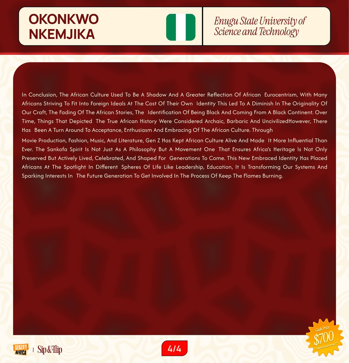 7. OKONKWO NKEMJIKA, Enugu State University of Science and Technology.