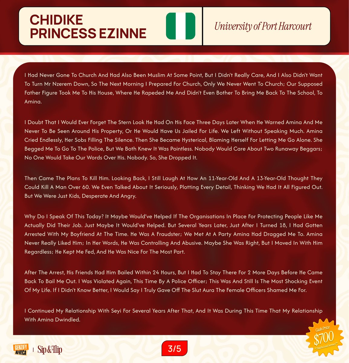 genzifyafrica's tweet photo. 11.1 CHIDIKE PRINCESS EZINNE, University of Port Harcourt. https://t.co/Fflmto4VZM