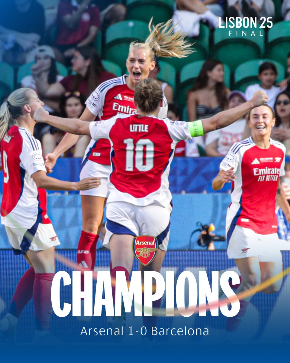 UEFA Women’s Champions League (@uwcl) on Twitter photo 🏴 Arsenal claim the 2025 #UWCL title in Lisbon! 🏆
#UWCLfinal || <a href="/ArsenalWFC/">Arsenal Women</a> 🏴 Arsenal claim the 2025 #UWCL title in Lisbon! 🏆
#UWCLfinal || <a href="/ArsenalWFC/">Arsenal Women</a>