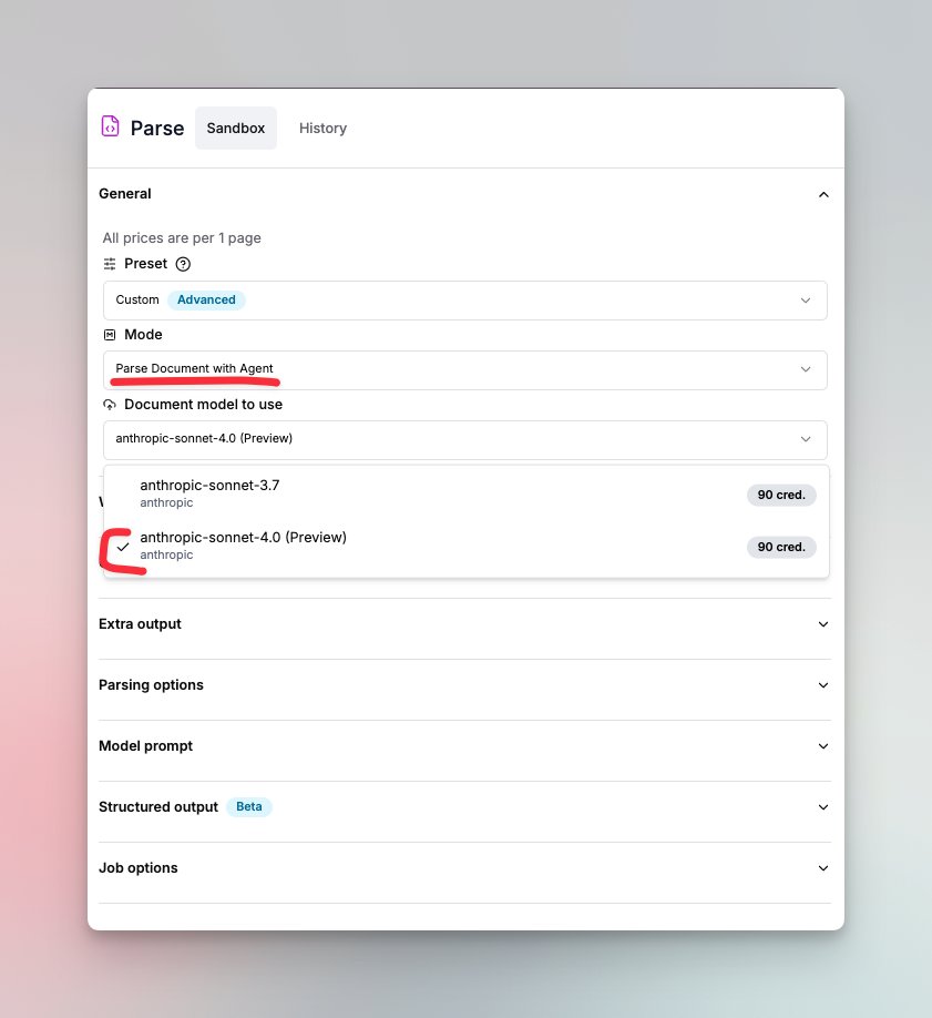 Sonnet 4.0 is cracked at document understanding.

With our latest update, we’ve built a sonnet 4.0-powered agent to help convert the most complex docs into markdown, detect layouts and tables/images. The agent loop helps prevent hallucinations and join tables across multiple