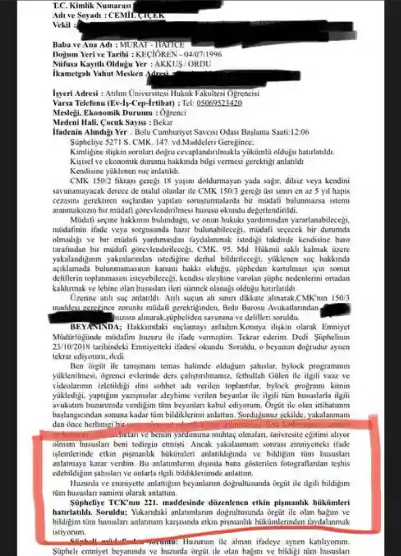 En önemlisini eklemeyi unutmuşum. Cemil Çiçek’in FETÖ konusunda itirafçı olduğuna dair belge.
