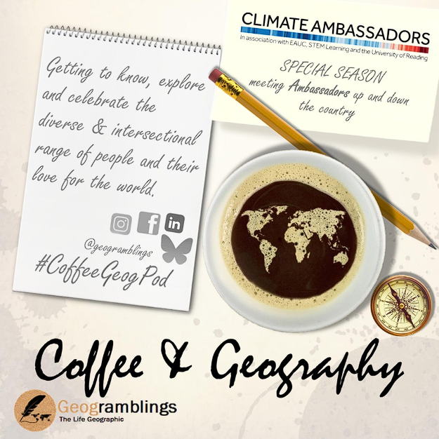 No #CoffeeGeogPod today due to the special short released on UK #EarthOvershootDay (Tuesday)

Why not take an opportunity to catch up on one of the brill #ClimateAmbassadors episodes you may have missed?

🎥 YouTube: youtube.com/playlist?list=…
🎧 Soundcloud: soundcloud.com/geogramblings/…