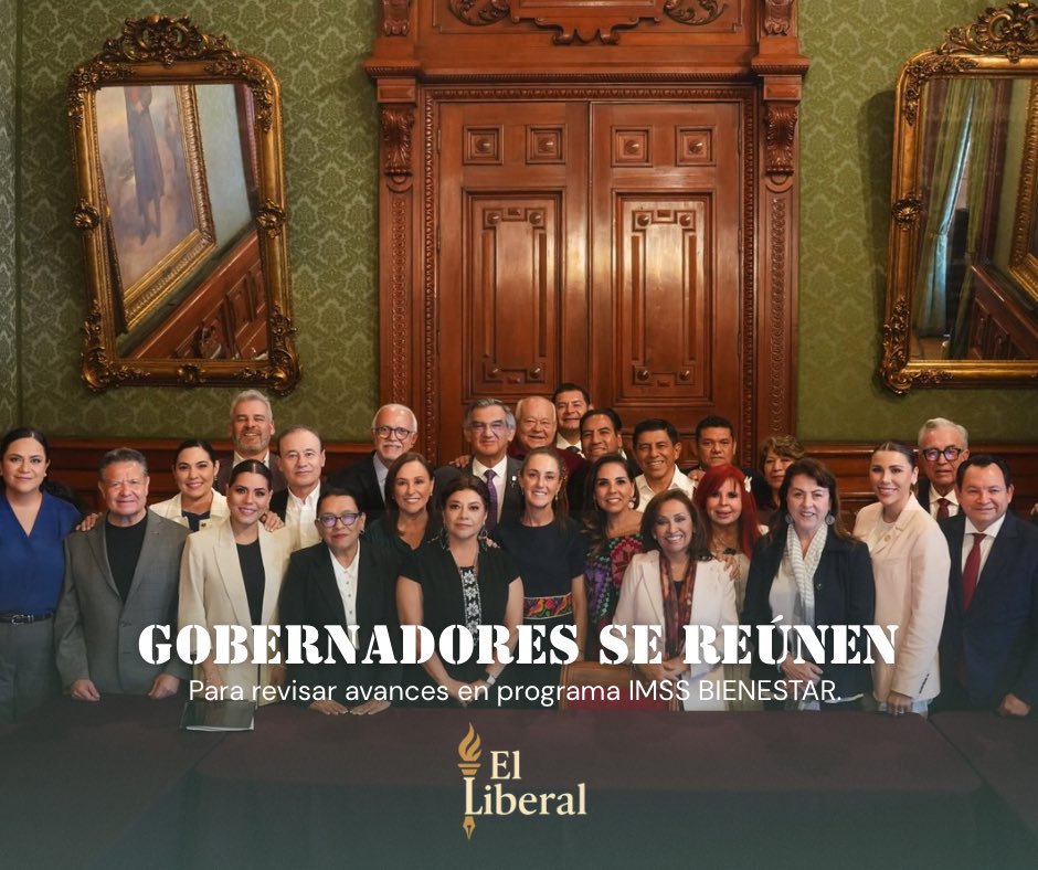 ElLiberal_mx's tweet photo. Gobernadores se reúnen con Claudia Sheinbaum para revisar avances del IMSS BIENESTAR 💉🦠🧬

La presidenta de México @Claudiashein anunció en su cuenta de X la reunión con goberadoras y gobernadores adscritos al programa #IMSSBIENESTAR para revisar los avances implementados. https://t.co/izCTBsXwPA
