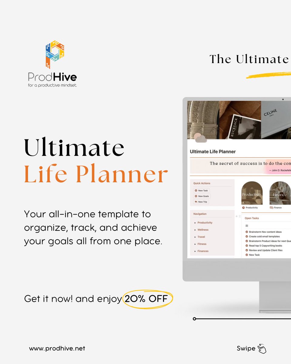 prod_hive's tweet image. Boost your productivity with our all-in-one Notion template! 🚀 From planning to finances, we’ve got you covered. Get 𝟐𝟎% 𝐎𝐅𝐅 for a limited time!
#notion #prodhive #notiontemplate #ProductivityMadeEasy #stayorganized