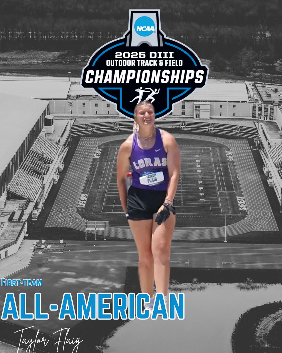 W🏃: First-Team All-American

Taylor Flaig, <a href="/LorasAthletics/">Loras College Duhawks</a> 

Seventh place finish in hammer throw with a mark of 52.84m

#rollriversTF