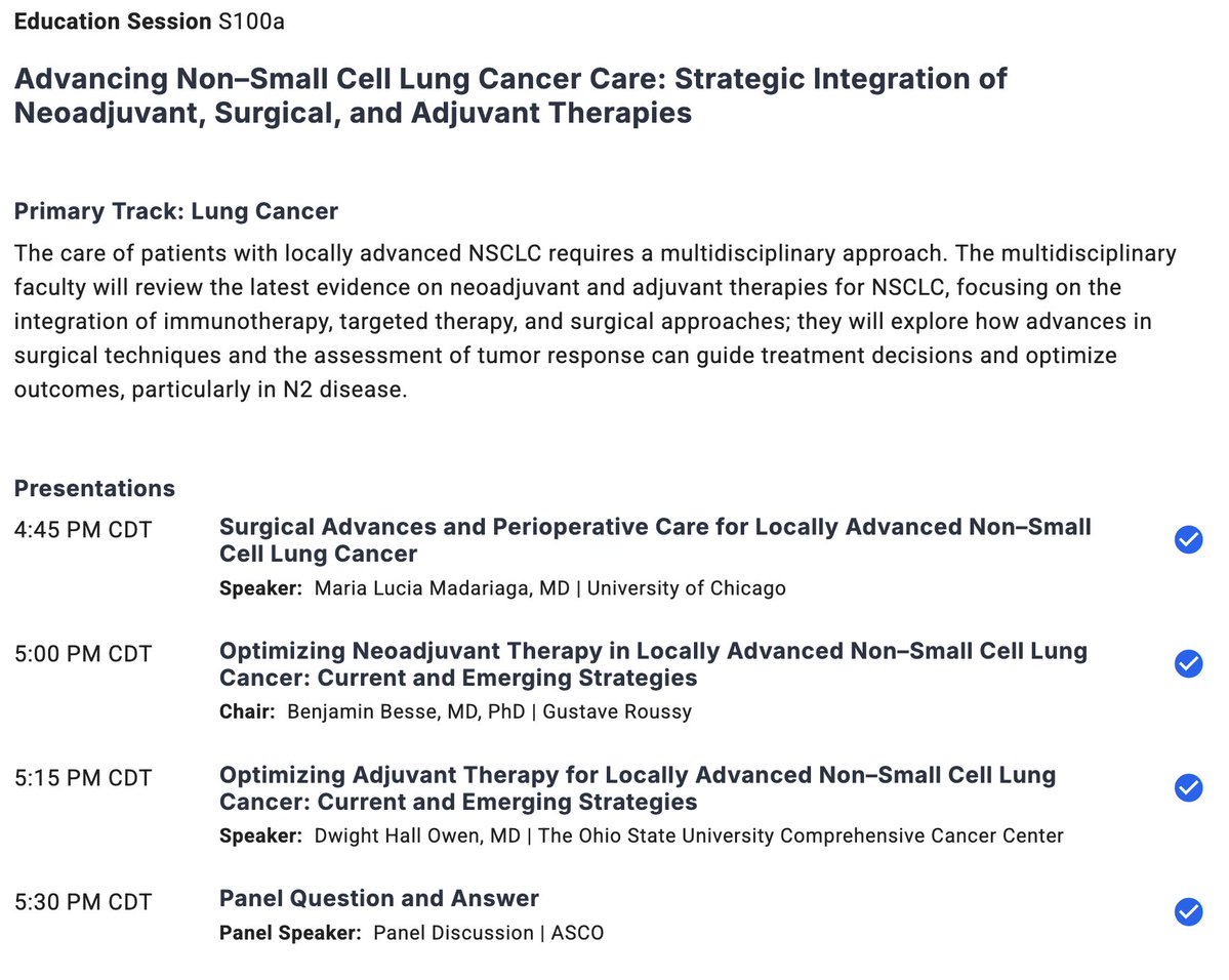 Charu Aggarwal, MD, MPH, FASCO (@charuaggarwalmd) on Twitter photo The evolving role of immunotherapy in early-stage lung cancer will be a hot topic at #ASCO25
Don’t miss these sessions!
tinyurl.com/498bfrsv
<a href="/PennMDForum/">Penn Medicine MD</a> <a href="/PennMedicine/">Penn Medicine</a> <a href="/PennCancer/">Penn Medicine - Abramson Cancer Center</a> <a href="/ASCO/">ASCO</a> <a href="/OncoAlert/">OncoAlert</a> <a href="/OncBrothers/">Oncology Brothers</a> The evolving role of immunotherapy in early-stage lung cancer will be a hot topic at #ASCO25
Don’t miss these sessions!
tinyurl.com/498bfrsv
<a href="/PennMDForum/">Penn Medicine MD</a> <a href="/PennMedicine/">Penn Medicine</a> <a href="/PennCancer/">Penn Medicine - Abramson Cancer Center</a> <a href="/ASCO/">ASCO</a> <a href="/OncoAlert/">OncoAlert</a> <a href="/OncBrothers/">Oncology Brothers</a>