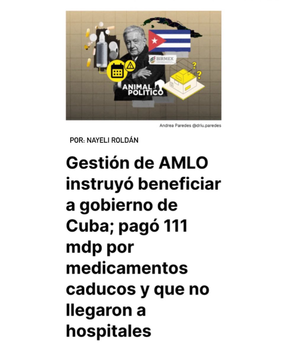 JTrianaT's tweet photo. .@lopezobrador_ no solo le compró medicinas a Cuba… ¡le compró medicinas caducas!

Pagó 111 mdp por frascos inservibles, sin registro sanitario y con etiquetas del siglo pasado.

Prefirió subsidiar a la dictadura antes que solucionar el desabasto que él mismo provocó en México. https://t.co/8z7cIMfAMG