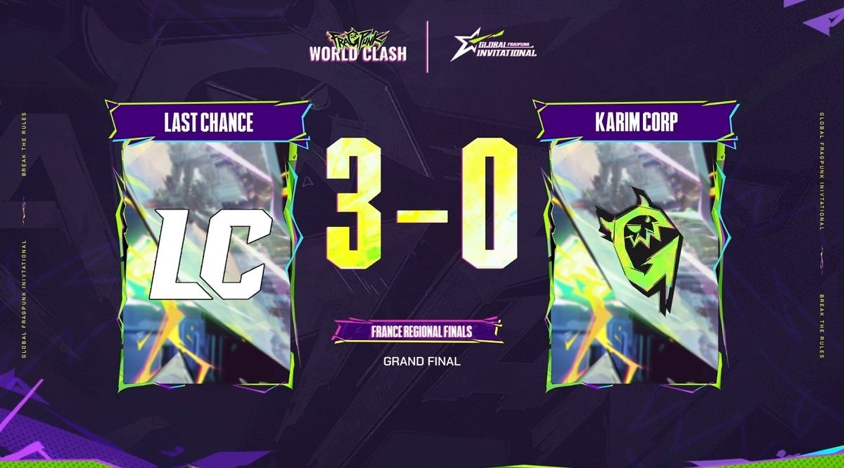 🏆LAST CHANCE 3-0 KARIM CORP ! 

Congratulations to :
<a href="/Fooskers/">Foosker ♡</a> 
<a href="/LMS764/">LMS</a> 
<a href="/LyphnixFPS/">Lyph</a> 
<a href="/MrTikex/">TiKeX</a> 
<a href="/vikowastaken/">viko</a> 

This is the last team to qualify for the LAN in CHINA <a href="/PlayFragPunk/">FragPunk</a>