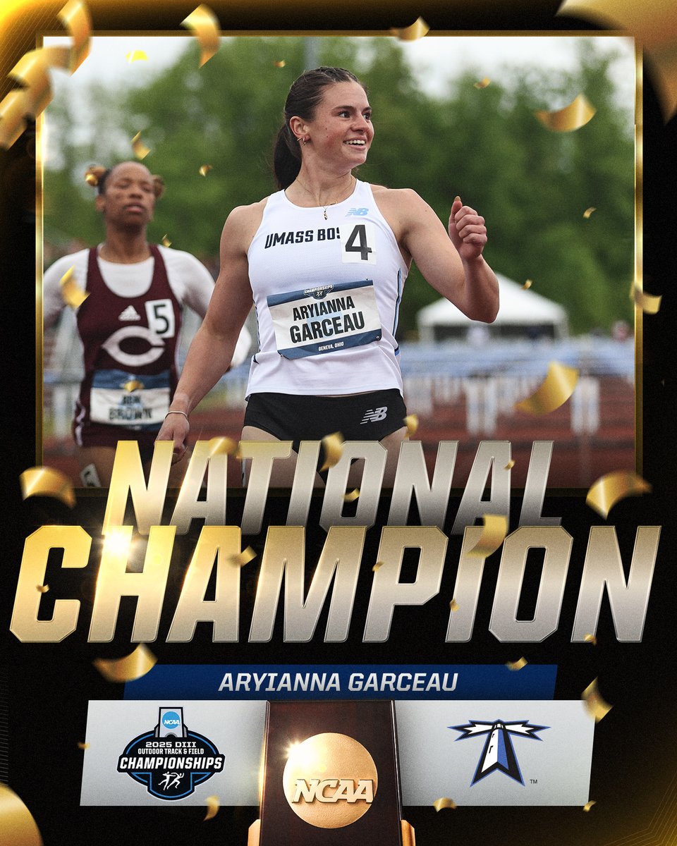NCAA Division III (@ncaadiii) on Twitter photo NATIONAL CHAMPION🏆
Aryianna Garceau of <a href="/UMassBeacons/">UMassBostonAthletics</a> wins the women's 100m hurdles with a record-breaking time of 13.54 seconds!
#WhyD3 | #D3tf NATIONAL CHAMPION🏆
Aryianna Garceau of <a href="/UMassBeacons/">UMassBostonAthletics</a> wins the women's 100m hurdles with a record-breaking time of 13.54 seconds!
#WhyD3 | #D3tf