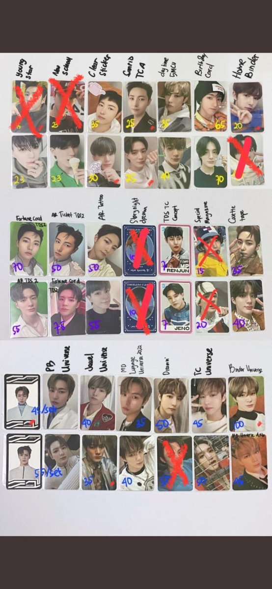 Wts aab renjun jeno pc
Nct Dream

Young star, new school, daytime smcu, sanrio tc clear sticker, birthday card, home binder, ar tattoo, tds 2 fortune card, AR ticket, candy casette tape

Universe pb, jewel, dreaming, jeno penjara, baseball binder

📌 Jateng
🍊 avail, split pay