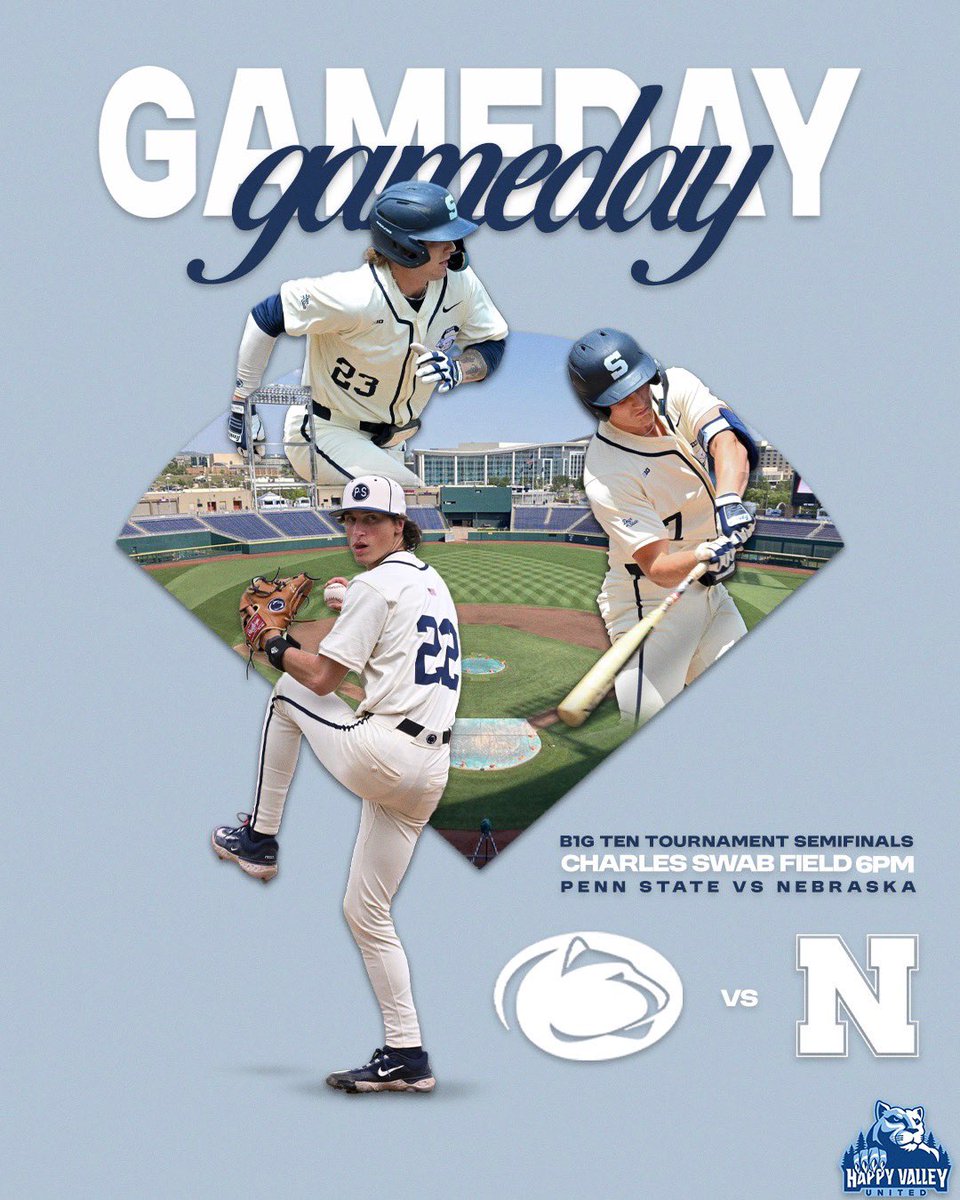 Happy Valley United (@happyvalleyutd) on Twitter photo Good luck to <a href="/PennStateBASE/">Penn State Baseball</a> today in the Big Ten semifinals as they look to get revenge on Nebraska🔥
Everyone tune in and support the team ‼️#WeAre Good luck to <a href="/PennStateBASE/">Penn State Baseball</a> today in the Big Ten semifinals as they look to get revenge on Nebraska🔥
Everyone tune in and support the team ‼️#WeAre