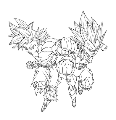 Goku e Vegeta, por Toyotarou.