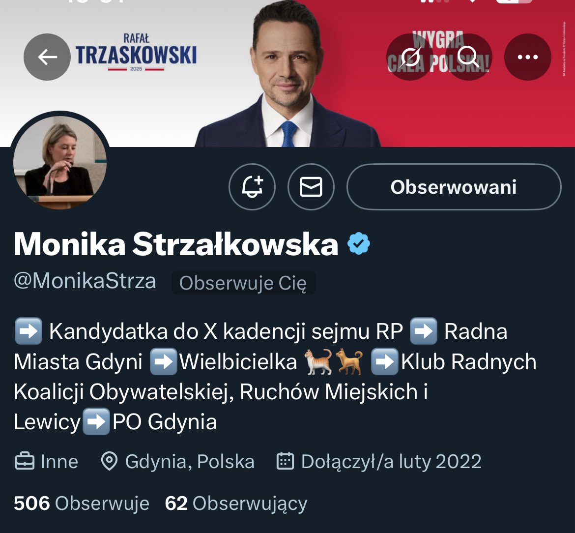 Kochani od Trzaskania, chciałbym polecić do obserwacji <a href="/MonikaStrza/">Monika Strzałkowska</a> ‼️

Dzielna wojowniczka na rzecz praw kobiet w Polsce‼️

Sumienie Trzaska w Gdyni‼️
#Trzaskowski2025 #Trzaskamy #ff
