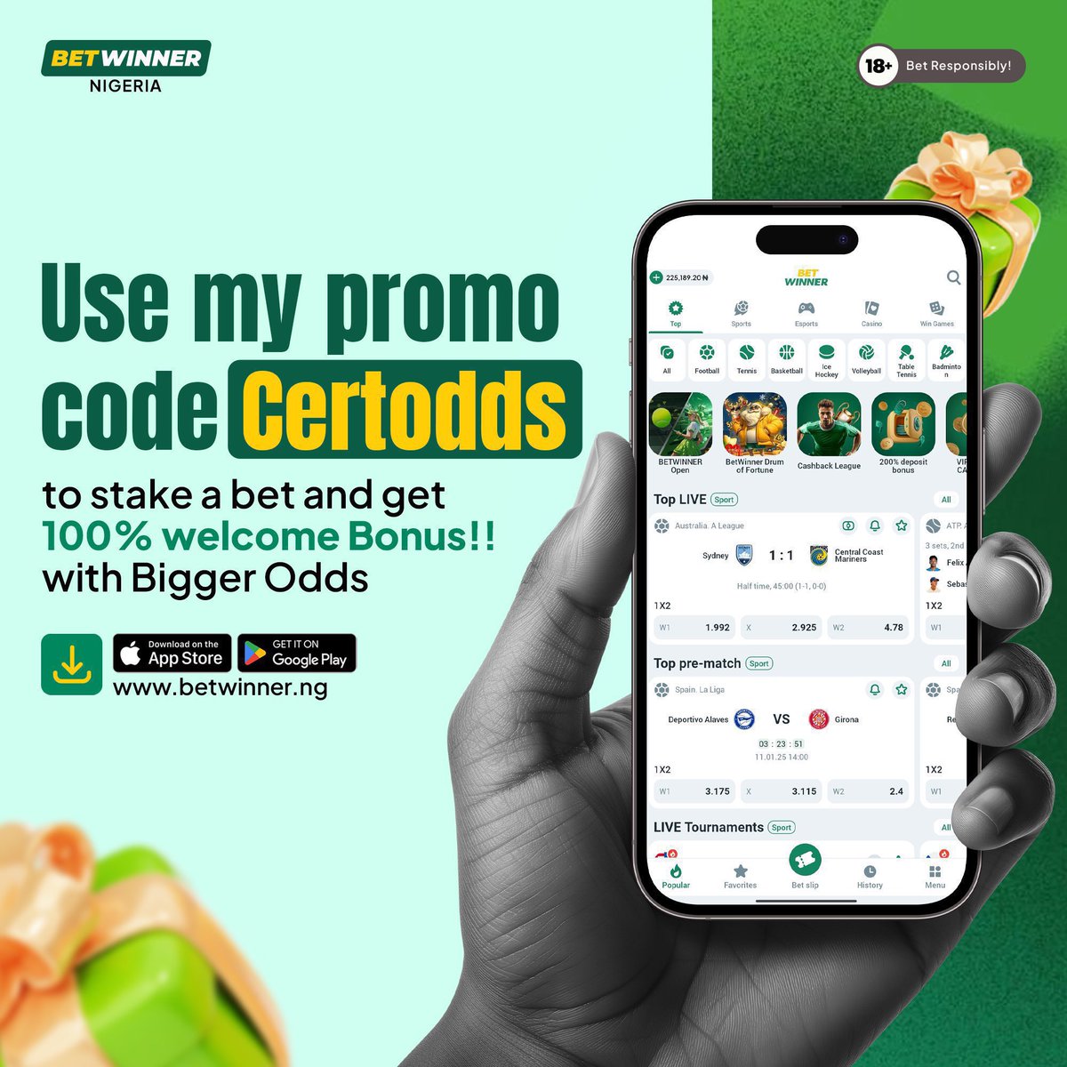 Win acca <a href="/BetwinnerNg/">BetwinnerNG</a> 

HLJLL

Register &amp; play here; shorturl.at/f4Njg

Promocode: Certodds