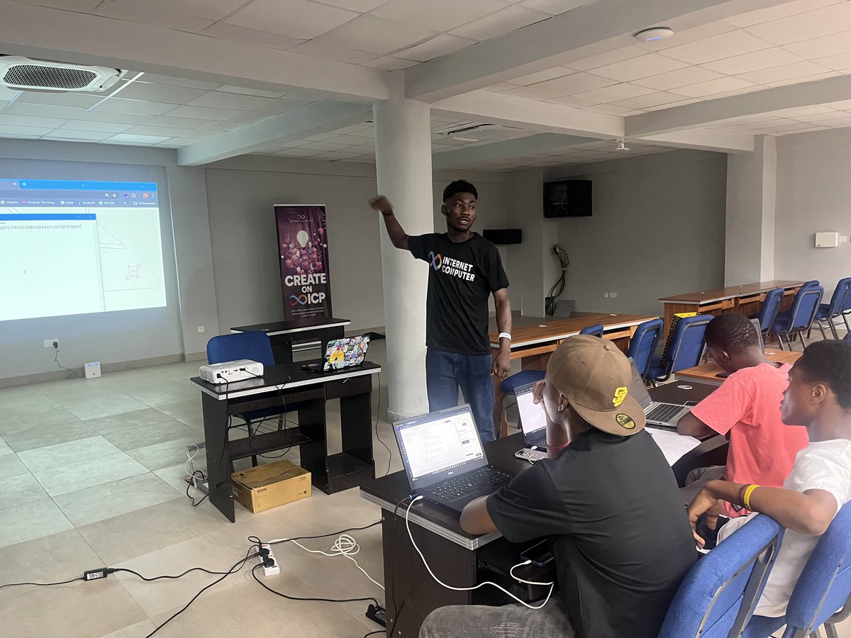 Nana Osei Assibey Antwi (@nana_osei_aa) on Twitter photo Day 2 with <a href="/citsa_ucc/">๐๐ข๐ญ๐ฌ๐ ๐๐๐</a> University Of Cape Coast:
Led a hands-on session with <a href="/johnokyere282/">John Okyere | Builder</a> where participants built DAPPs on ICP. We built smart canister projects with features involving secure balance tracking, identity logic, and real-time interactions using Motoko
#icp #Web3 Day 2 with <a href="/citsa_ucc/">๐๐ข๐ญ๐ฌ๐ ๐๐๐</a> University Of Cape Coast:
Led a hands-on session with <a href="/johnokyere282/">John Okyere | Builder</a> where participants built DAPPs on ICP. We built smart canister projects with features involving secure balance tracking, identity logic, and real-time interactions using Motoko
#icp #Web3