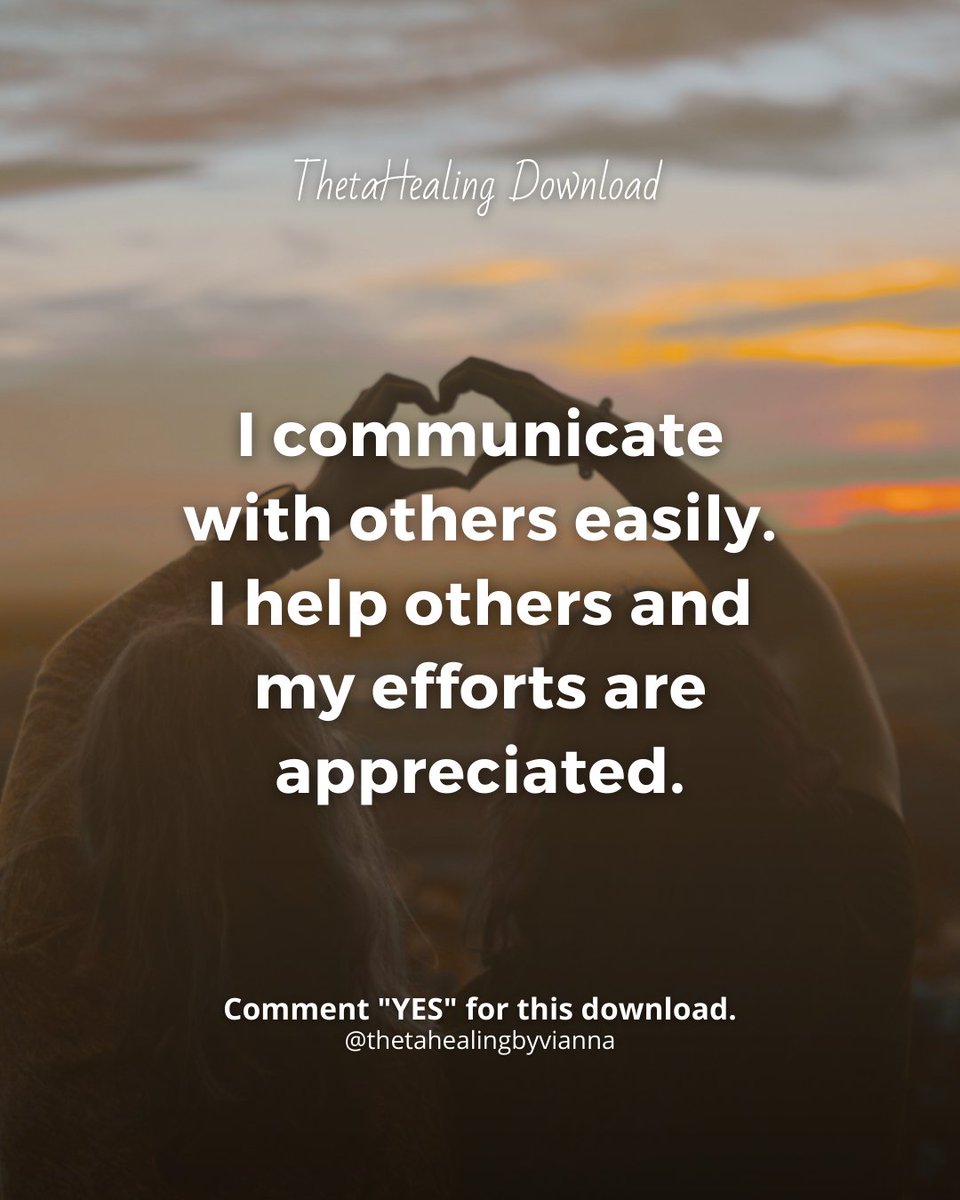 I communicate with others easily. I help others and my efforts are appreciated. Comment "YES" to receive this download.
.
.
.
#thetahealing #thetahealingdownloads #thetahealingbyviannastibal