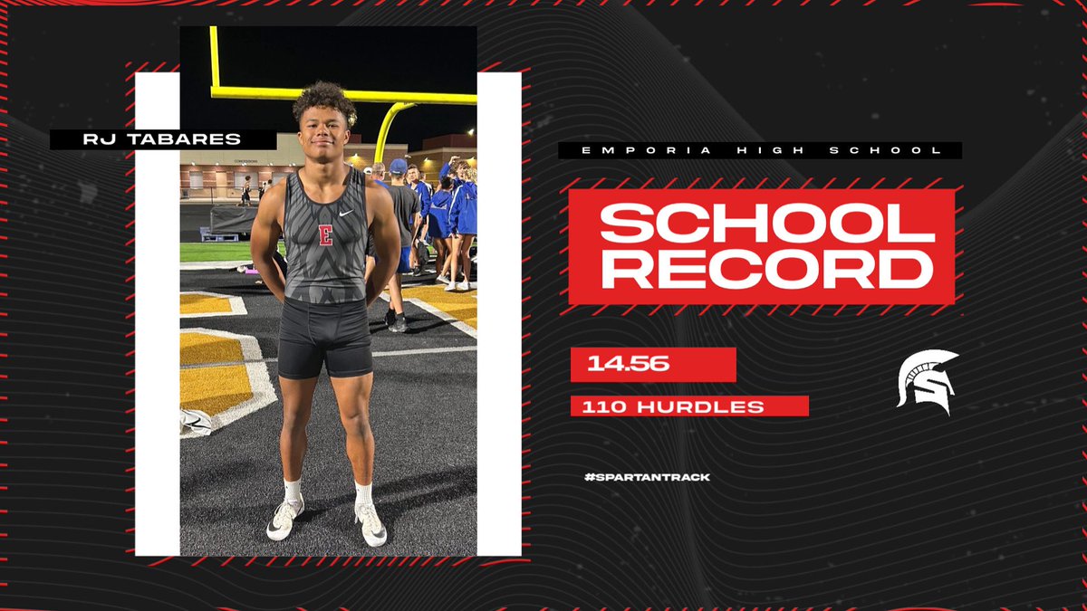 RJ Tabares broke his own school record in the 110 hurdles with a time of 14.56 at the Andover regional! #EmporiaAwesome