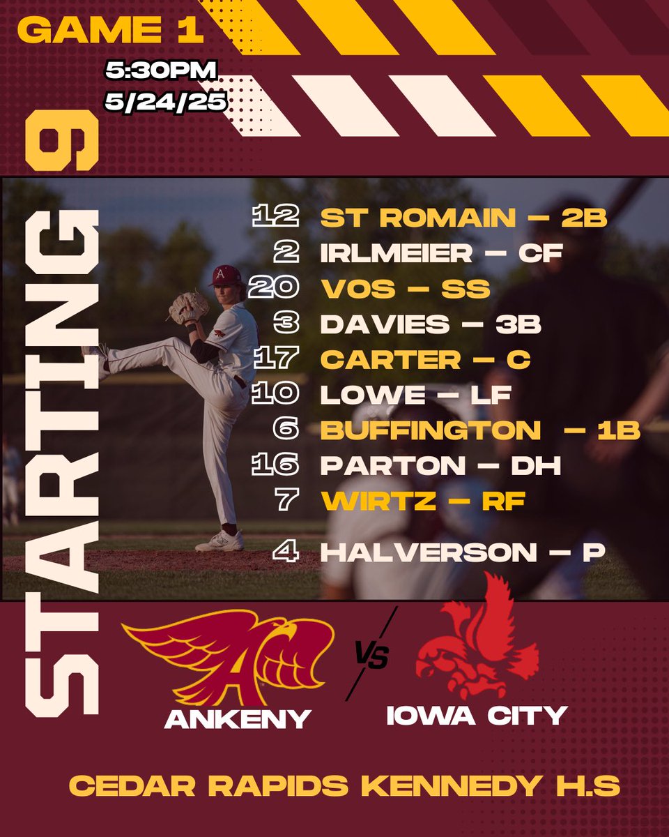 🚨 Herkelman Invitational 🚨 
🆚 Iowa City High
⏰ 5:30
📍CR Kennedy High School
<a href="/Ankeny_Hawks/">Ankeny High School Activities</a> <a href="/ICHSBaseball/">City High Baseball</a>