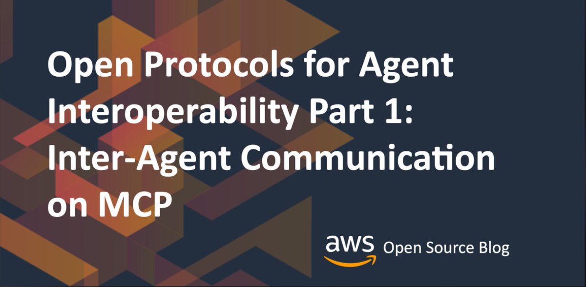 💻 Building autonomous agents?

Our latest technical blog breaks down #MCP:
• Protocol specifications
• Message routing patterns
• Semantic payload handling
• Implementation examples

Read more here! 👉 go.aws/4duO181 

#AWS #OpenSource #AIE…