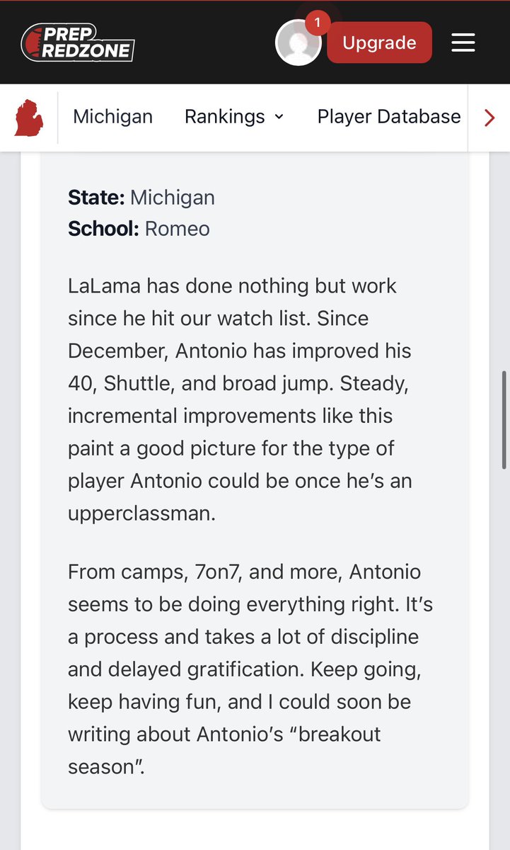 Antonio LaLama (C/O 2028) (@a_lalama2009) on Twitter photo Different kind of appreciation for this article! The daily grind and the focus are sometimes things that go unnoticed. So thank you for this <a href="/alex_pallone/">Alex Pallone</a> <a href="/PrepRedzoneMI/">Prep Redzone Michigan</a> #embracethework
<a href="/RomeoFootball/">RomeoFootball</a> <a href="/RisingStars6/">Rising Stars Academy</a> <a href="/MichFBFrenzy/">Michigan Prep Frenzy</a> <a href="/RomeoAthletics/">Romeo Bulldogs Athletics</a> <a href="/vkehres/">Vince Kehres</a> <a href="/CoachBGasser/">Bryan Gasser</a> Different kind of appreciation for this article! The daily grind and the focus are sometimes things that go unnoticed. So thank you for this <a href="/alex_pallone/">Alex Pallone</a> <a href="/PrepRedzoneMI/">Prep Redzone Michigan</a> #embracethework
<a href="/RomeoFootball/">RomeoFootball</a> <a href="/RisingStars6/">Rising Stars Academy</a> <a href="/MichFBFrenzy/">Michigan Prep Frenzy</a> <a href="/RomeoAthletics/">Romeo Bulldogs Athletics</a> <a href="/vkehres/">Vince Kehres</a> <a href="/CoachBGasser/">Bryan Gasser</a>