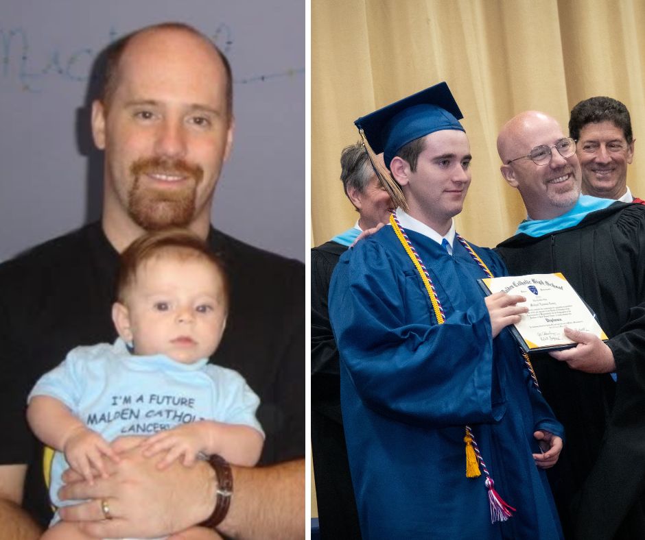 We are very serious when we send out those "Future MC Lancer" onesies...

Congratulations to MC Theology Teacher Eamon Casey '94, P'25 '29 and his son Michael Casey '25!