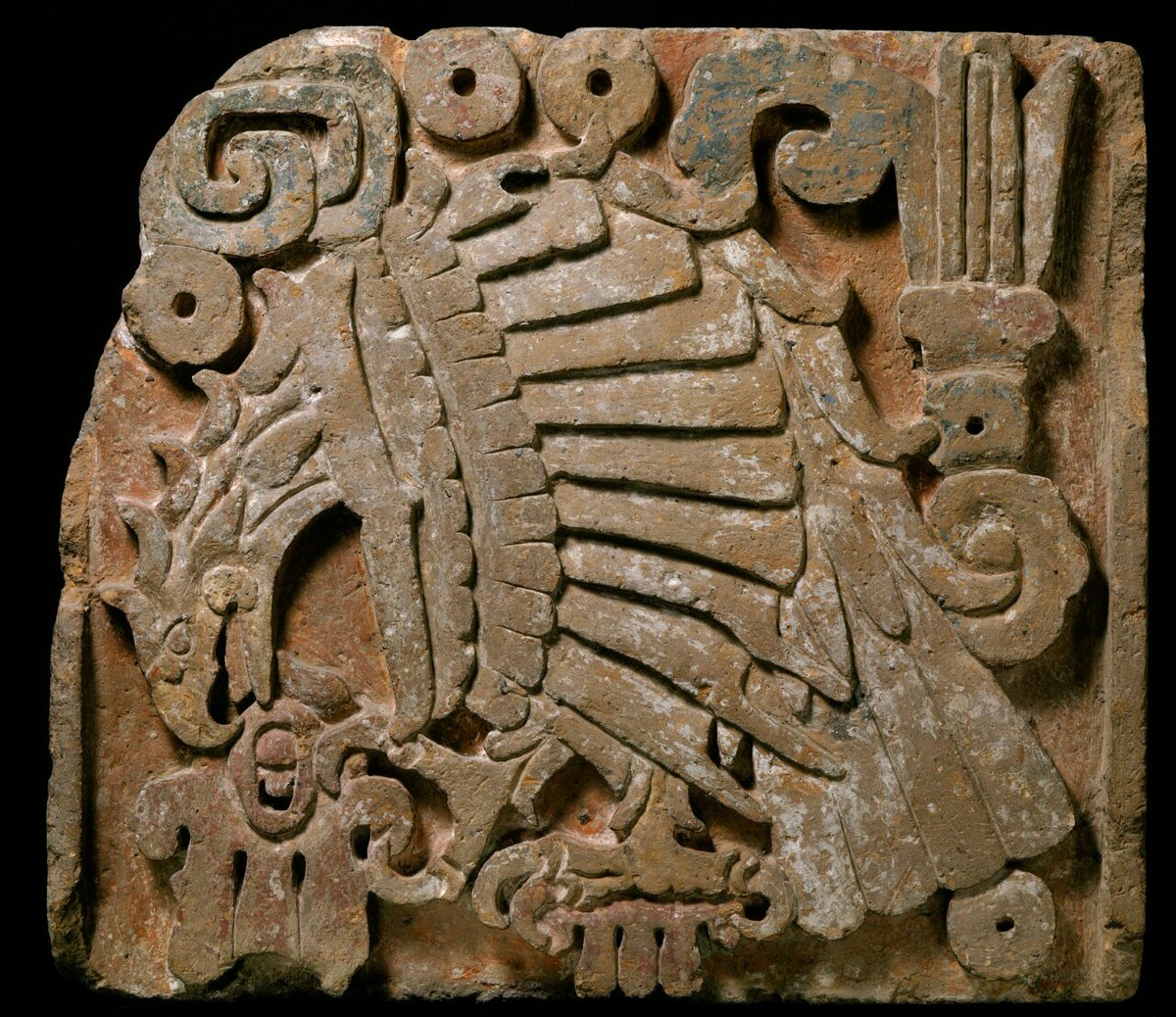 Eagle relief, Toltec culture, carved stone, Mexico, 10th–13th century AD.