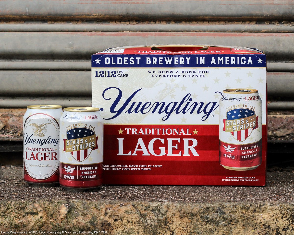 Yuengling Brewery (@yuenglingbeer) on Twitter photo Stars, Stripes, and ice-cold sips. 🇺🇸 Grab a Yuengling and support America’s heroes with us and <a href="/TeamRWB/">Team Red, White & Blue</a>.🍺 To honor a Veteran, visit ow.ly/en6X50VH8Zu Stars, Stripes, and ice-cold sips. 🇺🇸 Grab a Yuengling and support America’s heroes with us and <a href="/TeamRWB/">Team Red, White & Blue</a>.🍺 To honor a Veteran, visit ow.ly/en6X50VH8Zu