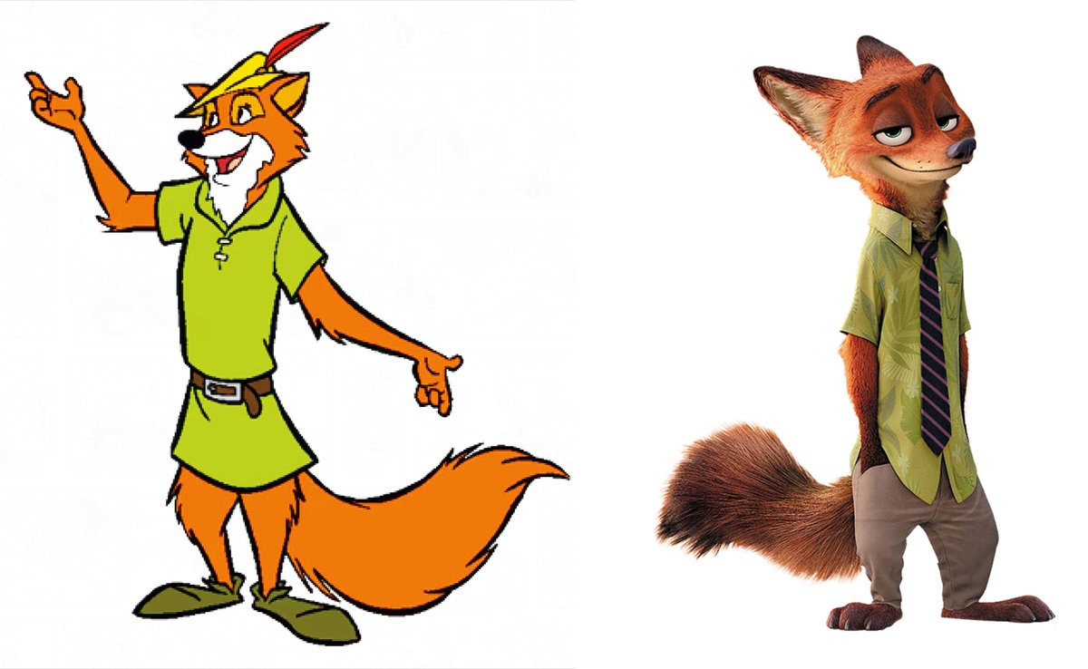 Mosputa's tweet image. CARTOON CONSPIRACY!
Robin Hood and Nick Wilde are actually related. Both are foxes that look similar and both are known "thieves".