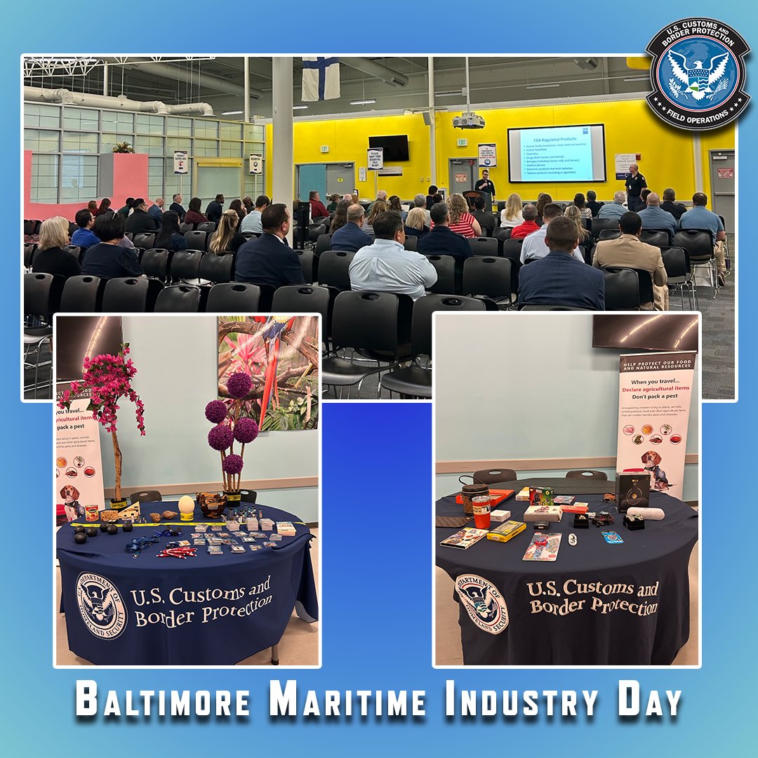 .<a href="/CBP/">CBP</a> Baltimore Area Port participates in Baltimore Maritime Industry Day! Organized by Maryland Port Administration <a href="/portofbalt/">Port of Baltimore</a> and members of Federal Agencies Quality Work Group. This event serves port customers addressing issues, incidents, and industry concerns. #OFOProud🇺🇲