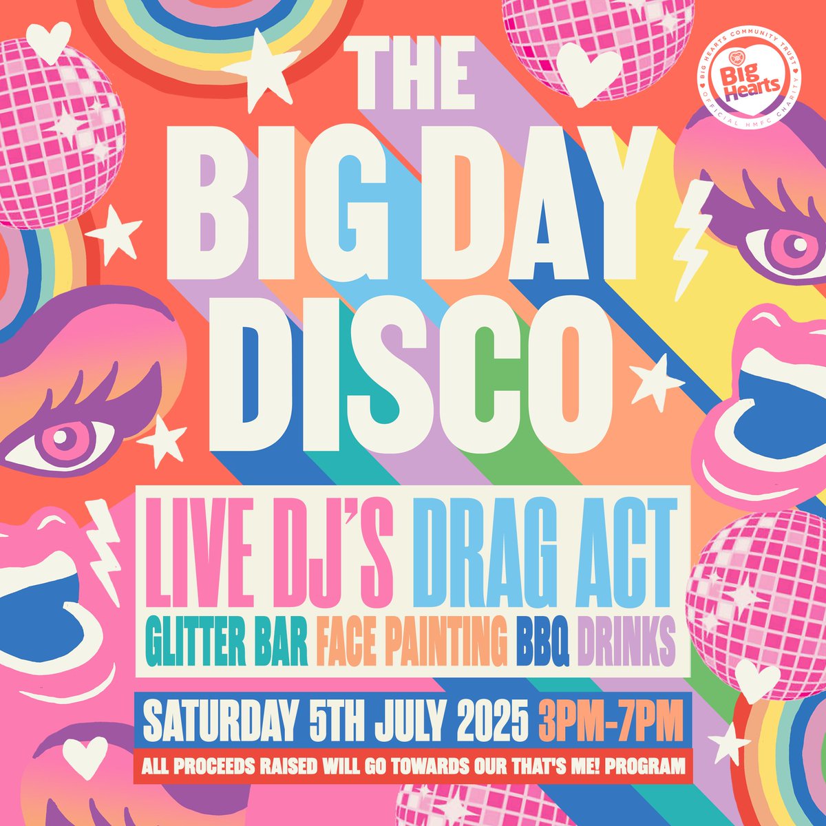 bighearts's tweet photo. ✨ The Big Day Disco is here! 💃🕺

📅 Sat 5 July |  🕝 From 3PM
📍 Gorgie Suite
🎟️ £20 (includes a drink + BBQ!)
🎧 DJs | 👑 Drag | ✨ Glitter &amp; face paint artist

Get your tix here: https://t.co/QK1brBQnyP

Strictly 18+ | All proceeds support young people’s wellbeing 💫 https://t.co/YIhJT2cpxQ