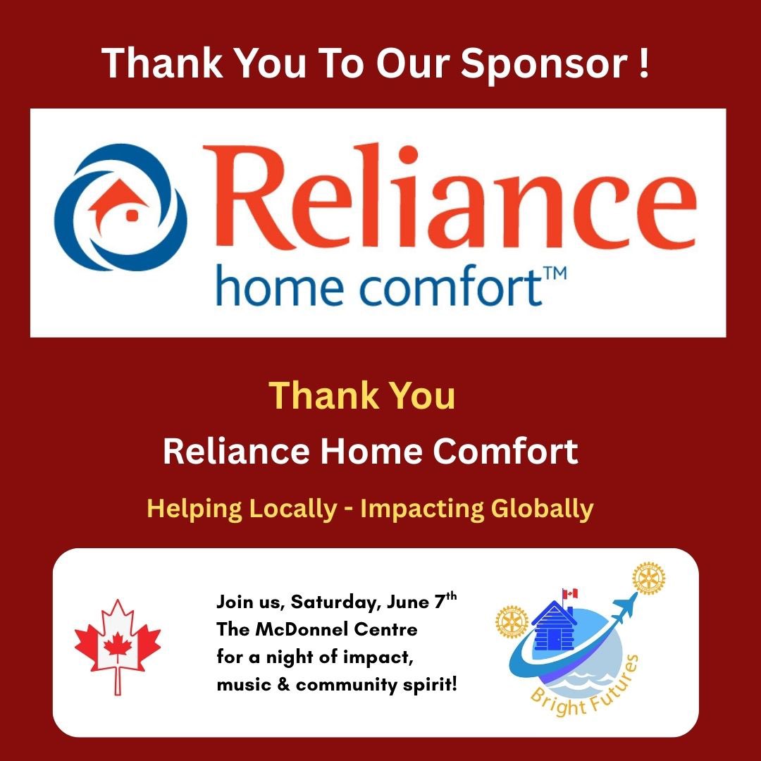 THANK YOU to Reliance Home Comfort for supporting Bright Futures! 

We’re so grateful for your generous sponsorship of our Bright Futures: Celebrate Canada Fundraising Party.

Join us Saturday, June 7, 2025 at the McDonnel Street Activity Centre.