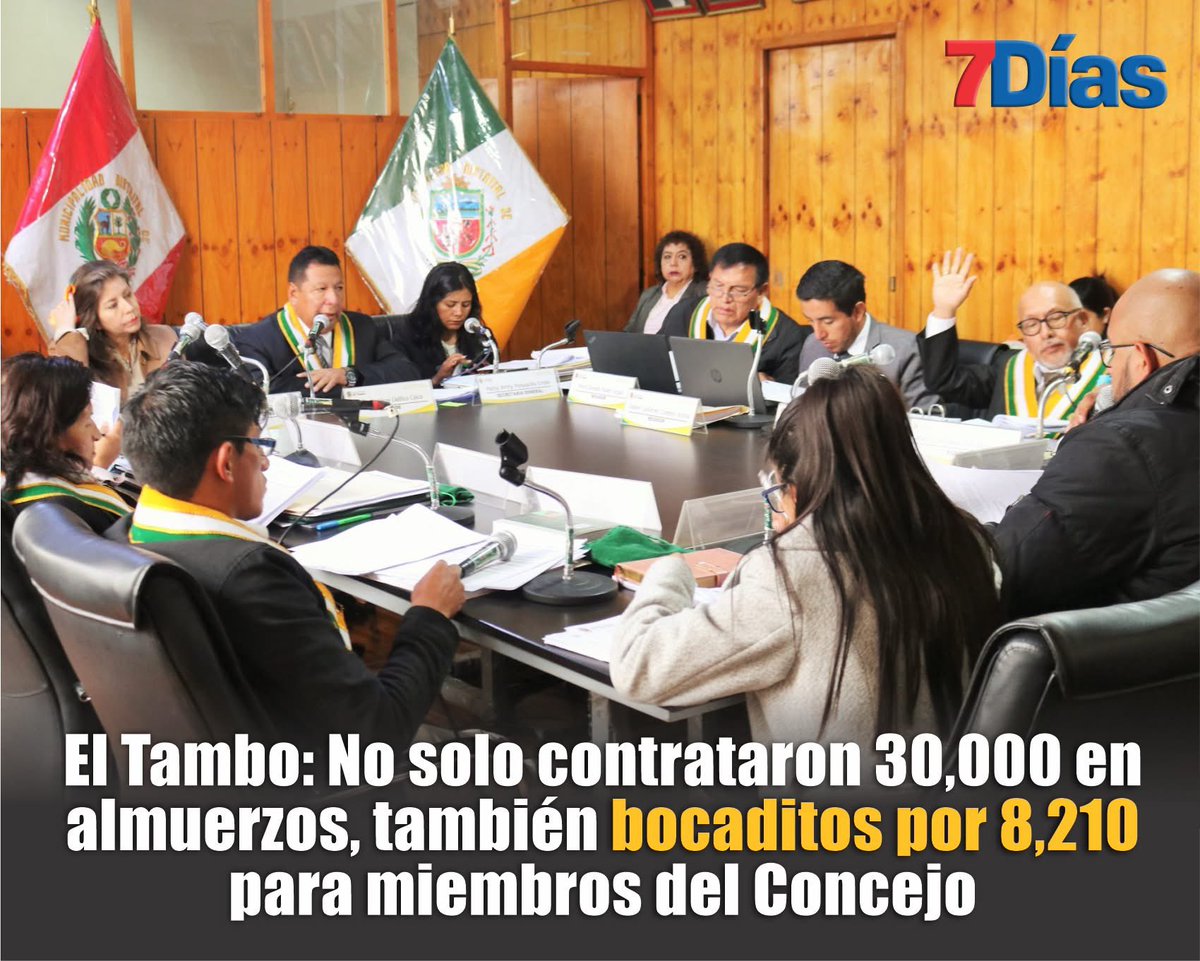 HMELGARSALAZAR's tweet photo. Concejo Municipal de El Tambo (Huancayo) igual que el Congreso de la República: pues al propio estilo de los “padres de la patria” nuestros “ediles tambinos” gastan casi cuarenta mil soles en almuerzos y refrigerios, sólo este año.
No trabajan, pero comen rico con nuestro dinero. https://t.co/zOdsBGcGfV