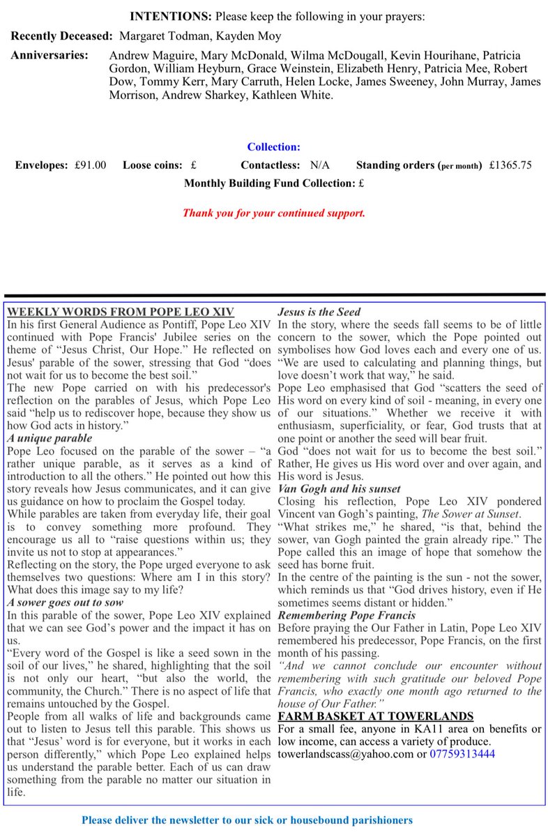 Our bulletins for the 6th Sunday of Eastertide including all the arrangements for Ascension Thursday this week.