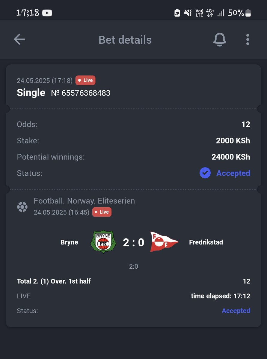 1st Half Away Over 1 ✅️