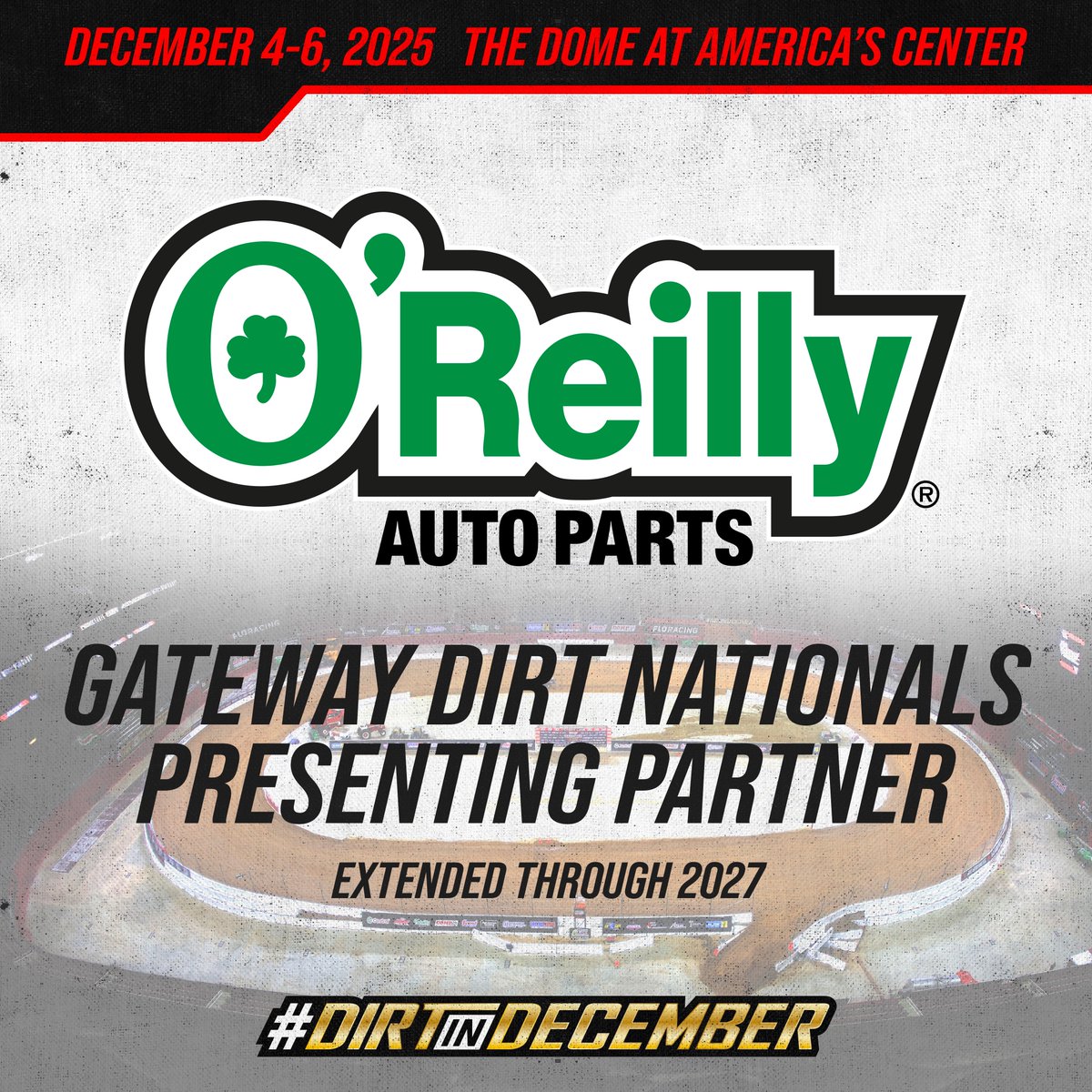 GatewayDirtNationals | #DirtInDecember (@gatewaydirt) on Twitter photo We are thrilled to announce that <a href="/oreillyauto/">O'Reilly Auto Parts</a> has extended their partnership with us as the Presenting Partner thru 2027🤝 Their commitment and investment to grass roots racing not only demonstrates their support of the sport but also the longevity of the event. #DirtInDecember We are thrilled to announce that <a href="/oreillyauto/">O'Reilly Auto Parts</a> has extended their partnership with us as the Presenting Partner thru 2027🤝 Their commitment and investment to grass roots racing not only demonstrates their support of the sport but also the longevity of the event. #DirtInDecember