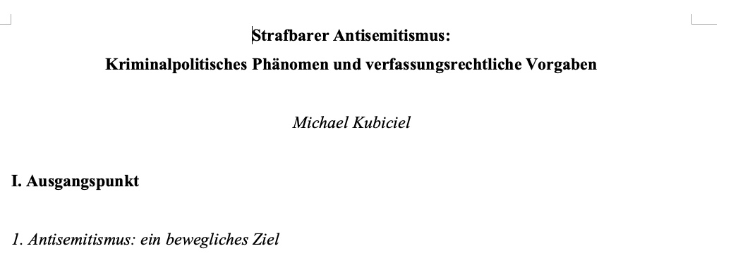 Michael Kubiciel (@m_kubiciel) on Twitter photo Finalisierung eines Textes für einen Band des <a href="/TikvahInstitut/">Tikvah Institut gUG</a>.
Eine Aktualisierung wäre - leider - eine unmögliche Aufgabe, angesichts der immer neuen Manifestationen von Antisemitismus in weiten Teilen Deutschlands. Finalisierung eines Textes für einen Band des <a href="/TikvahInstitut/">Tikvah Institut gUG</a>.
Eine Aktualisierung wäre - leider - eine unmögliche Aufgabe, angesichts der immer neuen Manifestationen von Antisemitismus in weiten Teilen Deutschlands.