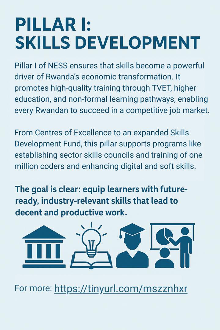 Pillar I: Skills Development
National Employment and Skills Strategy 
For more: tinyurl.com/mszznhxr