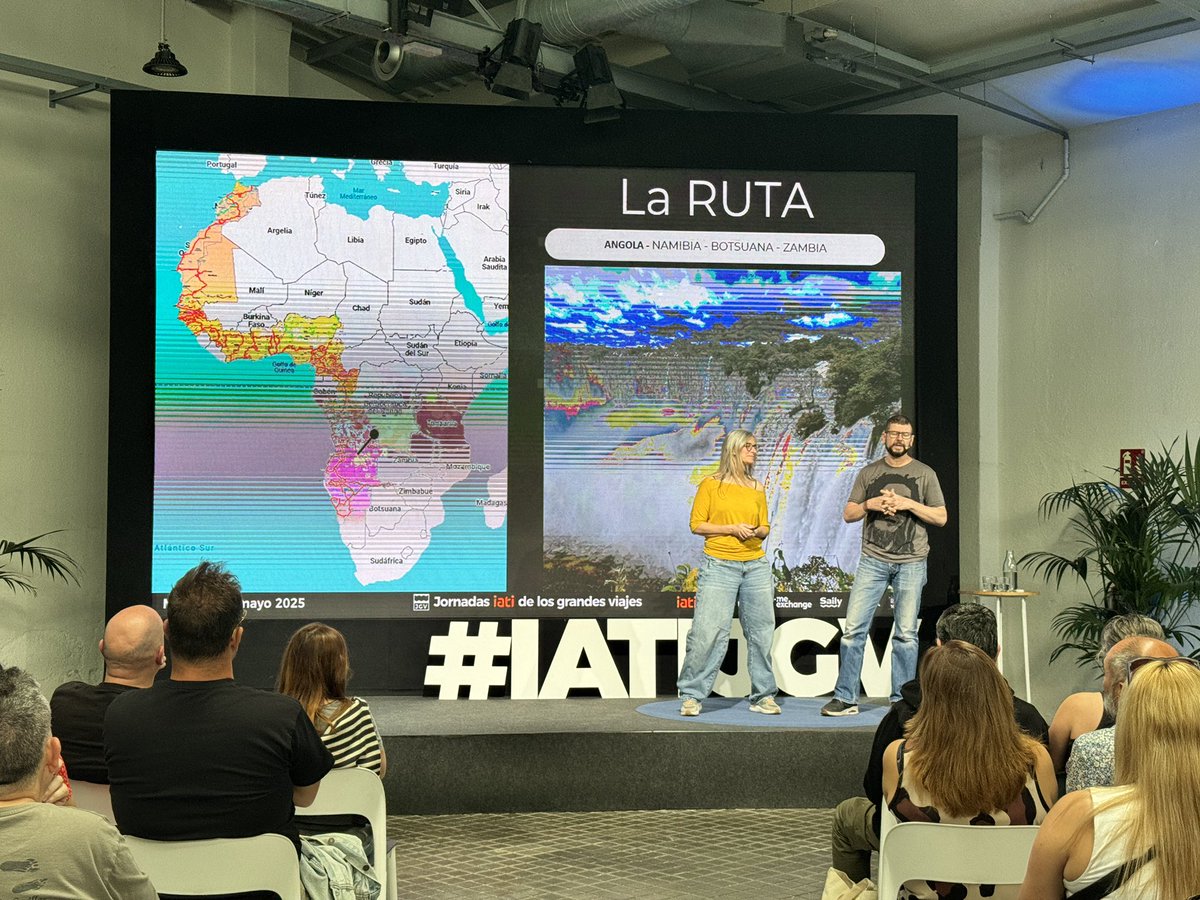 Arrancamos la sesión de tarde de las #iatiJGV con el viaje en 4x4 desde Marruecos hasta Sudáfrica de Noemí Juncosa y Òscar Martí. Un periplo de 20 meses por la costa atlántica sin
tener ni idea de mecánica ni de francés, pero con muchas ganas de cambiar su forma de viajar.