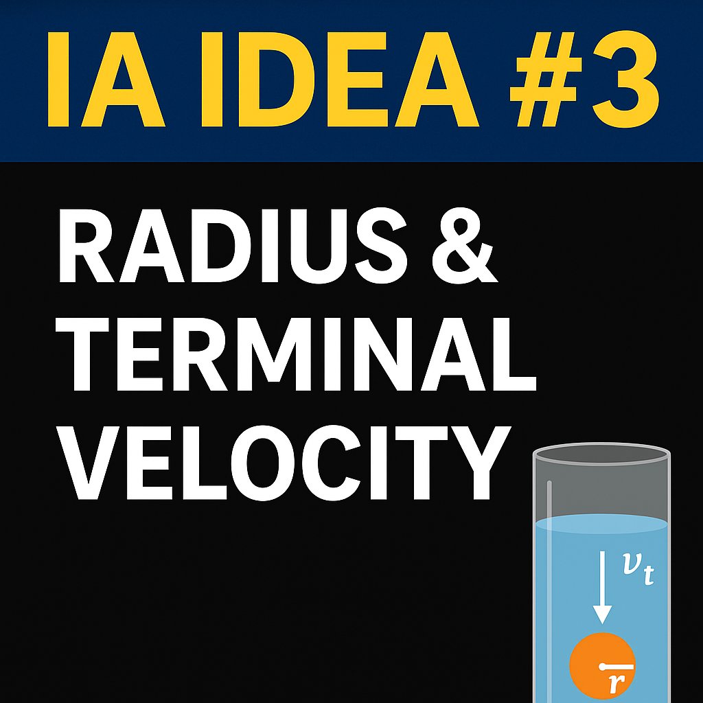 rathankar's tweet image. 🎯 IB Physics IA Idea #3 is live!

How does the radius of an object affect its terminal velocity in a viscous fluid?

Perfect for exploring drag forces, Stokes&apos; Law &amp;amp; data analysis!
📽️ Watch the full breakdown here 👉 youtu.be/GlQkWRxvHX8 

#IBPhysics #IBDP #PhysicsIA