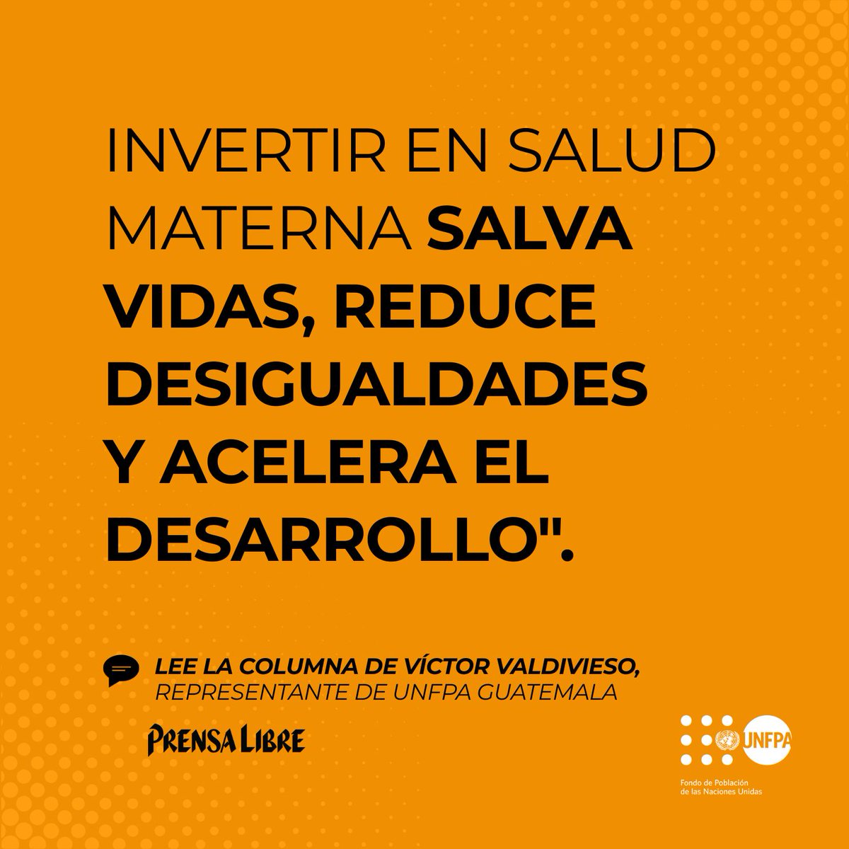 UNFPA Guatemala (@unfpaguatemala) on Twitter photo 🎯 Guatemala tiene una oportunidad histórica: alcanzar la meta #ODS3 y reducir la mortalidad materna a menos de 70 por cada 100,000 nacidos vivos para 2030.
📰 Lee la columna de <a href="/ValdiviesoVic/">Víctor Valdivieso</a> <a href="/UNFPAGuatemala/">UNFPA Guatemala</a> bit.ly/3HbD3Is
#28M Día de Acción por la #SaludDeLasMujeres 🎯 Guatemala tiene una oportunidad histórica: alcanzar la meta #ODS3 y reducir la mortalidad materna a menos de 70 por cada 100,000 nacidos vivos para 2030.
📰 Lee la columna de <a href="/ValdiviesoVic/">Víctor Valdivieso</a> <a href="/UNFPAGuatemala/">UNFPA Guatemala</a> bit.ly/3HbD3Is
#28M Día de Acción por la #SaludDeLasMujeres